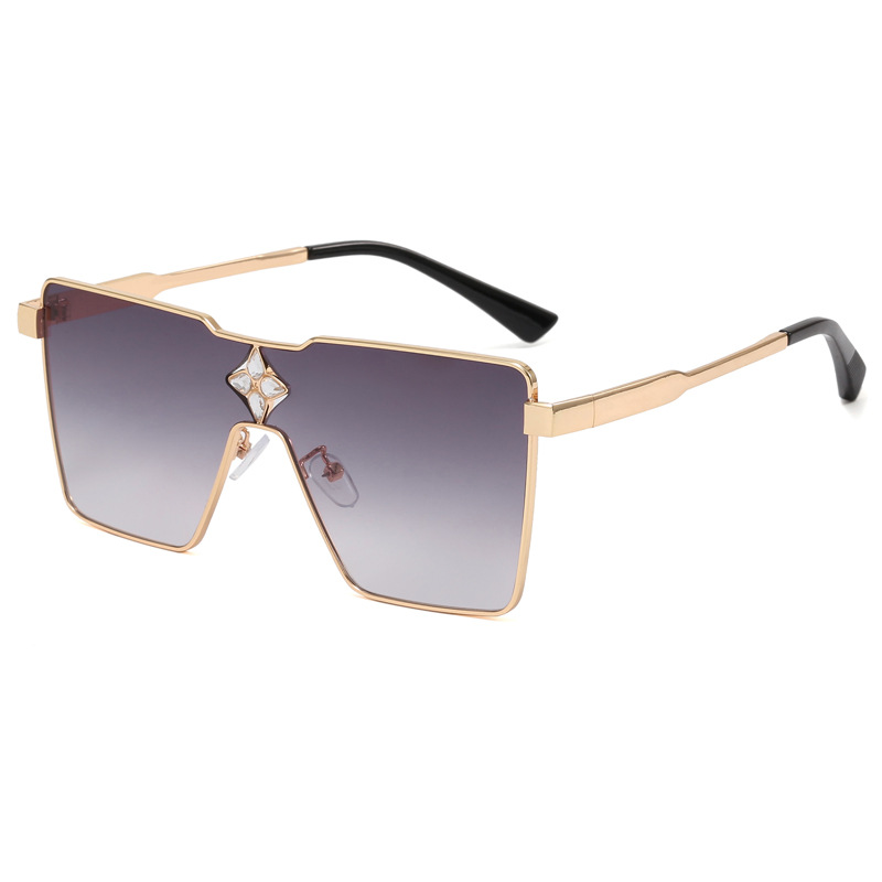 Ventas directas de fábrica nuevas gafas de sol cuadradas de metal transfronterizas europeas y americanas gafas de sol de Marco grande gafas de sol de moda de una pieza para mujer lote