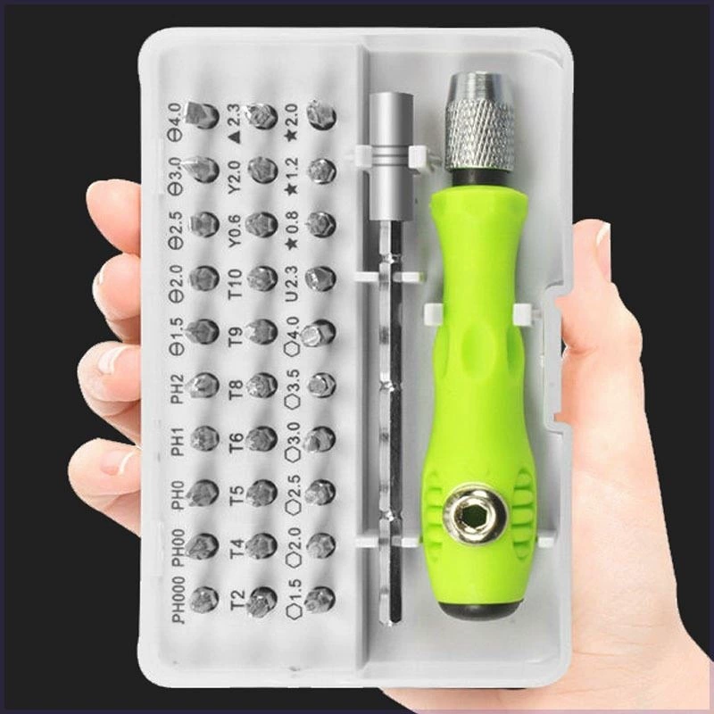 Многофункциональный набор отверток 32-в-1 для домашнего использования, универсальный небольшой инструмент с битами Phillips, шестигранными, Torx, треугольными и Y-образными.