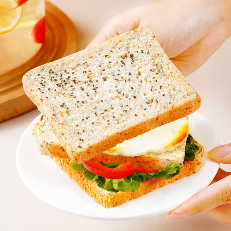 Chia Seed Whole Wheat Toast Sandwich Low-Fat Meal Replacement Snack Food Wholesale Breakfast Fitness Satiety Full Box