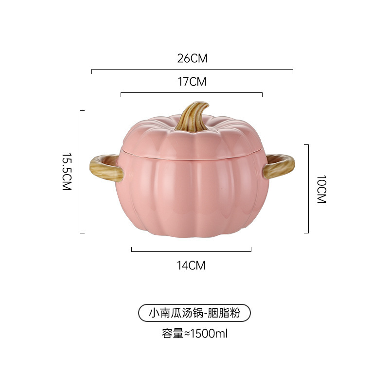Olla de sopa de cerámica creativa para el hogar tazón de sopa de doble oreja de calabaza de alto valor tazón de fideos de caracol tazón de sopa grande con tapa