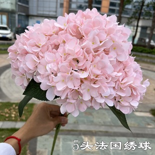 [Pink hydrangea] 5 French hydrangea foreign trade high imitation mini hydrangea wedding fake flower manufacturers supply