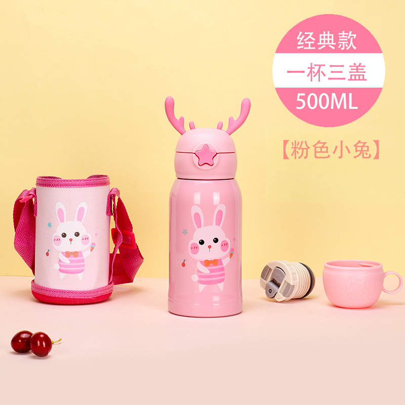 316 Stainless Steel Smart Children's Thermos Mug Baby Kettle Cute Student Cup Straw Water Cup Gift Wholesale