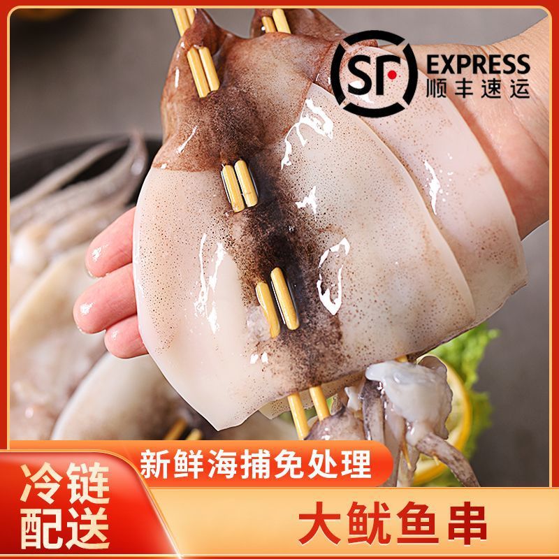 新鲜鱿鱼串铁板鱿鱼串冷冻烧烤鱿鱼串鱿鱼片鱿鱼须鱿鱼头海鲜批发