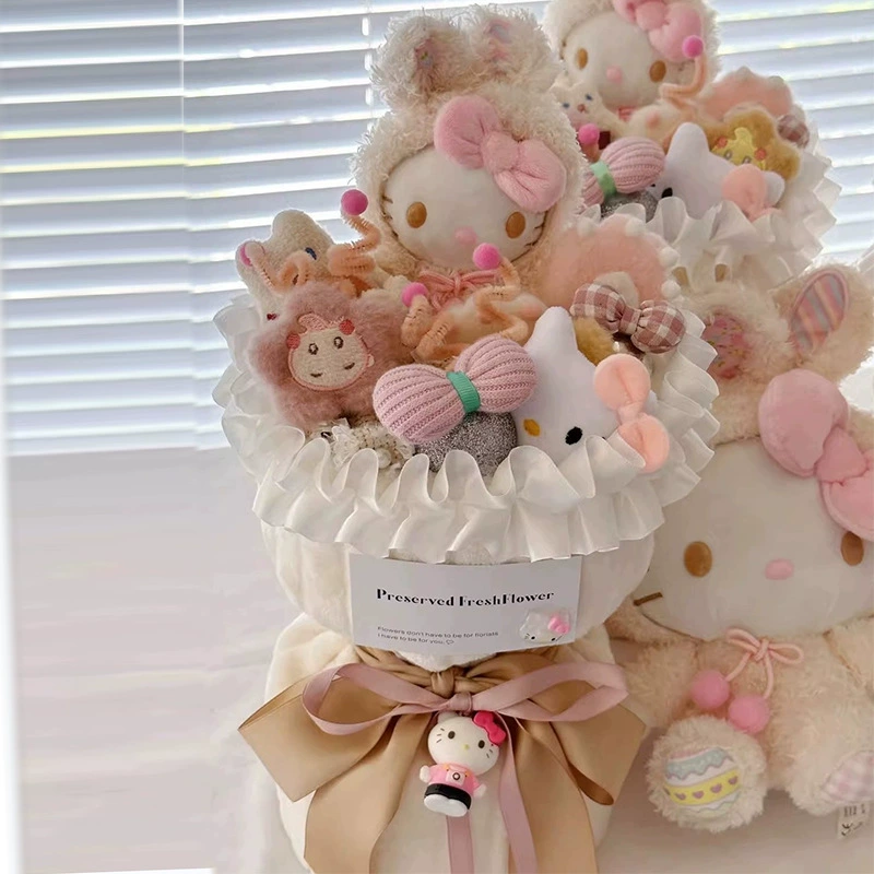 Плюшевый букет Hello Kitty, 30×22×35 см, с LED‑подсветкой, подарочным пакетом и открыткой