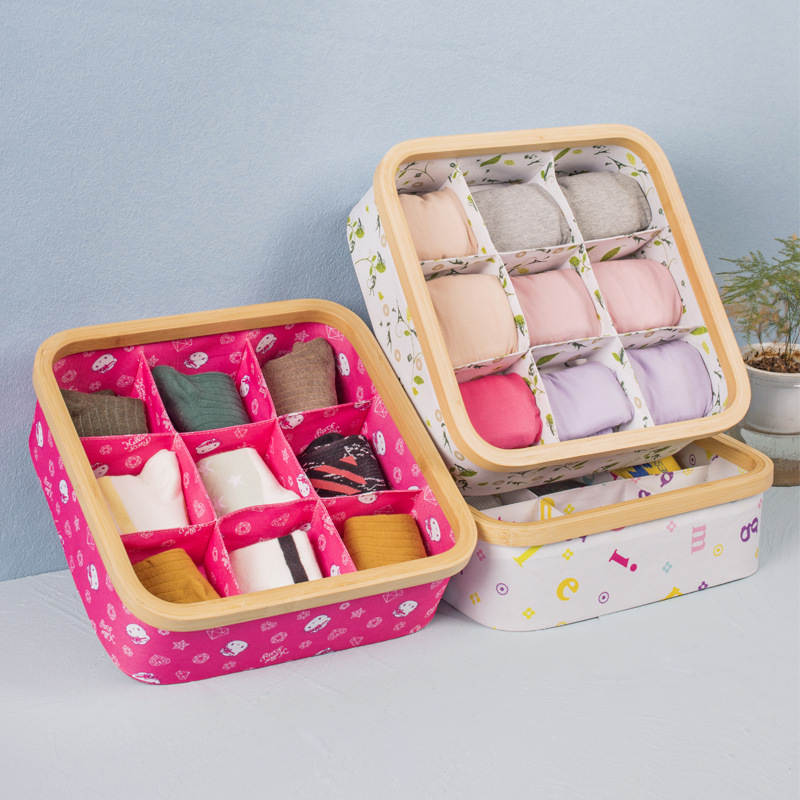 Caja Organizadora de Ropa Interior Compartimentada de Tela para Cajón