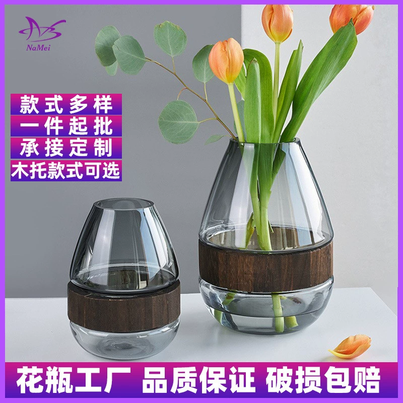 Оптовая Продажа с фабрики современная простая Талия деревянная стеклянная ваза прямая гидропонная гостиная домашний обеденный стол украшение отеля украшения