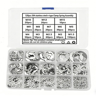 �羳 520PCS���b304���P�E���_�ڿ��ɿ�Ȧ 1.5-15mm��Ȧ���b�S��