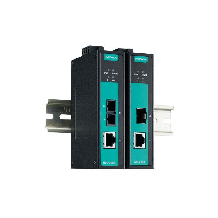 MOXA摩莎 千兆以太网转光纤转换器IMC-21GA-LX-SC冗余电源输入