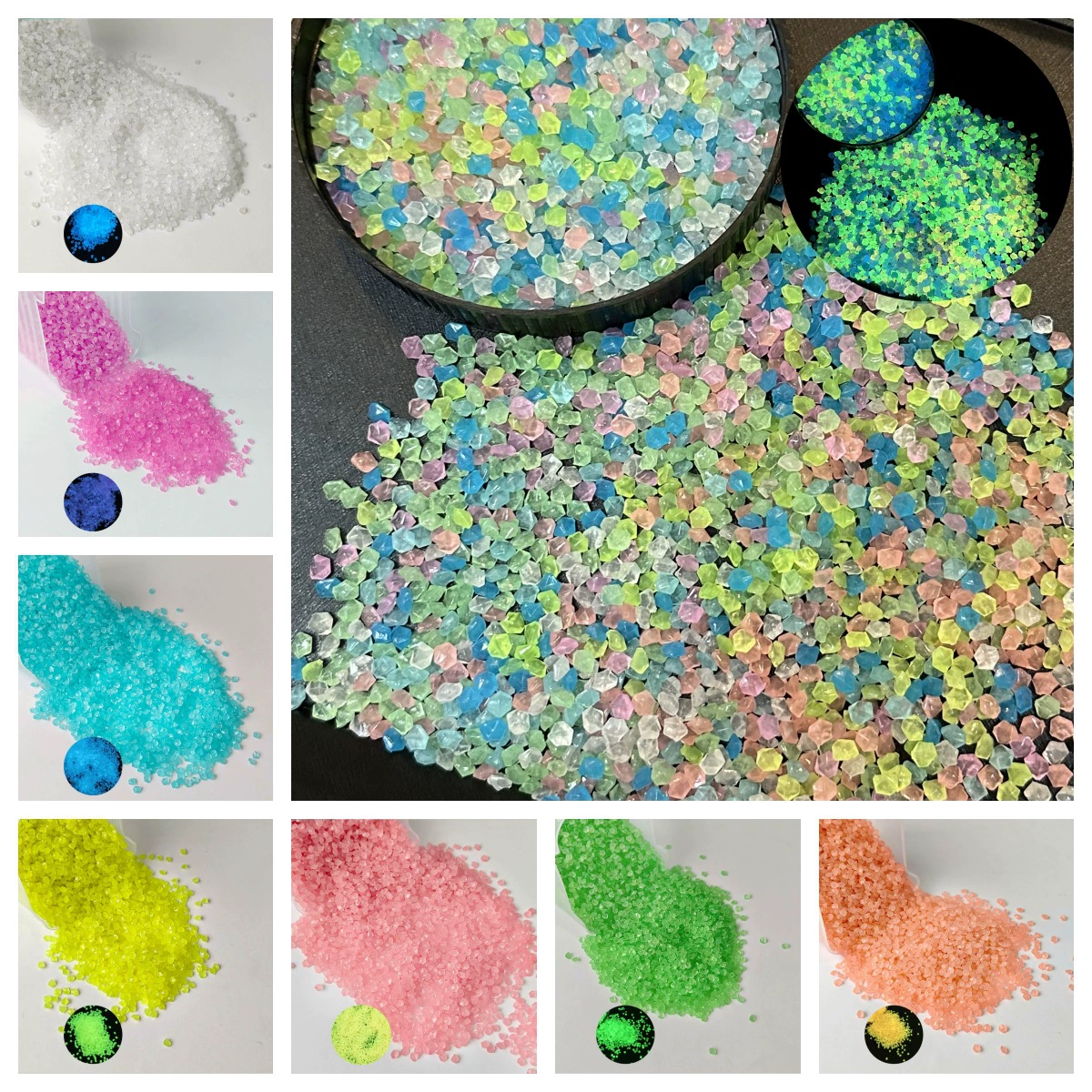 Светящийся песок толщиной 3 мм для садоводства и оформления аквариумов, флуоресцентный гравий для ваз, светящиеся частицы песка, светящиеся камни для трансграничной торговли.