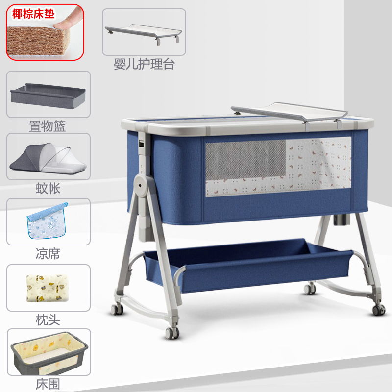 Cuna móvil Cuna portátil Cuna para bebé Cama plegable multifuncional bb Cama grande de costura para niños recién nacidos