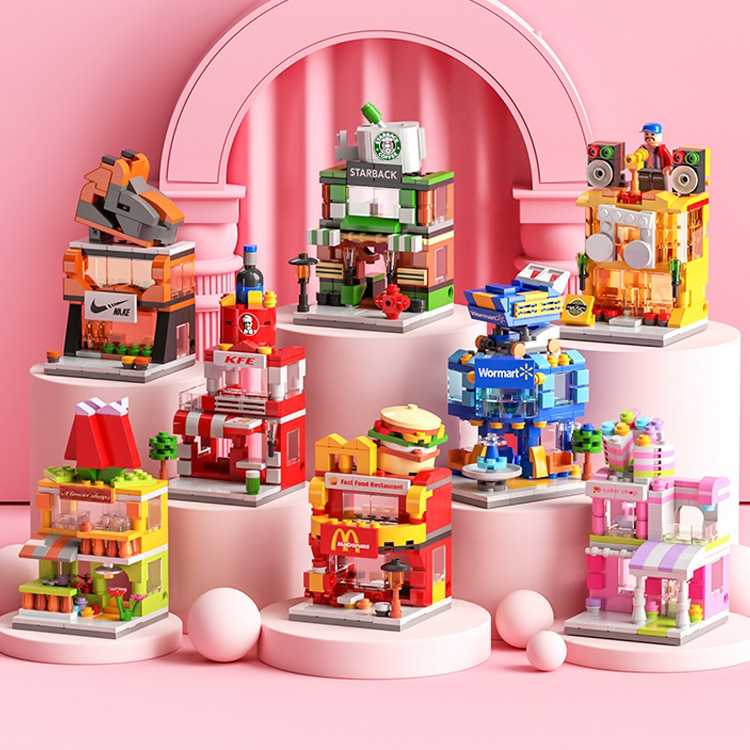 Chinese Building Blocks Mini Street View Food Stall Building Children Boys and Girls Educational Assembled Building Blocks Toys Small Particles Chinese Building Blocks Mini Street View Food Stall Building Children Boys and Girls Educational Assembled Building Blocks Toys Small Particles