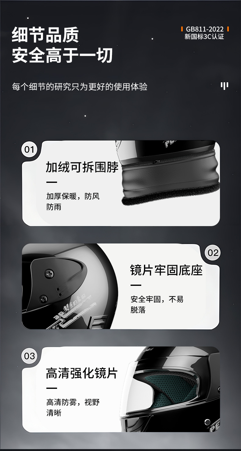 Motorcycle Full Helmet Women's Safety Helmet Electric Car Winter