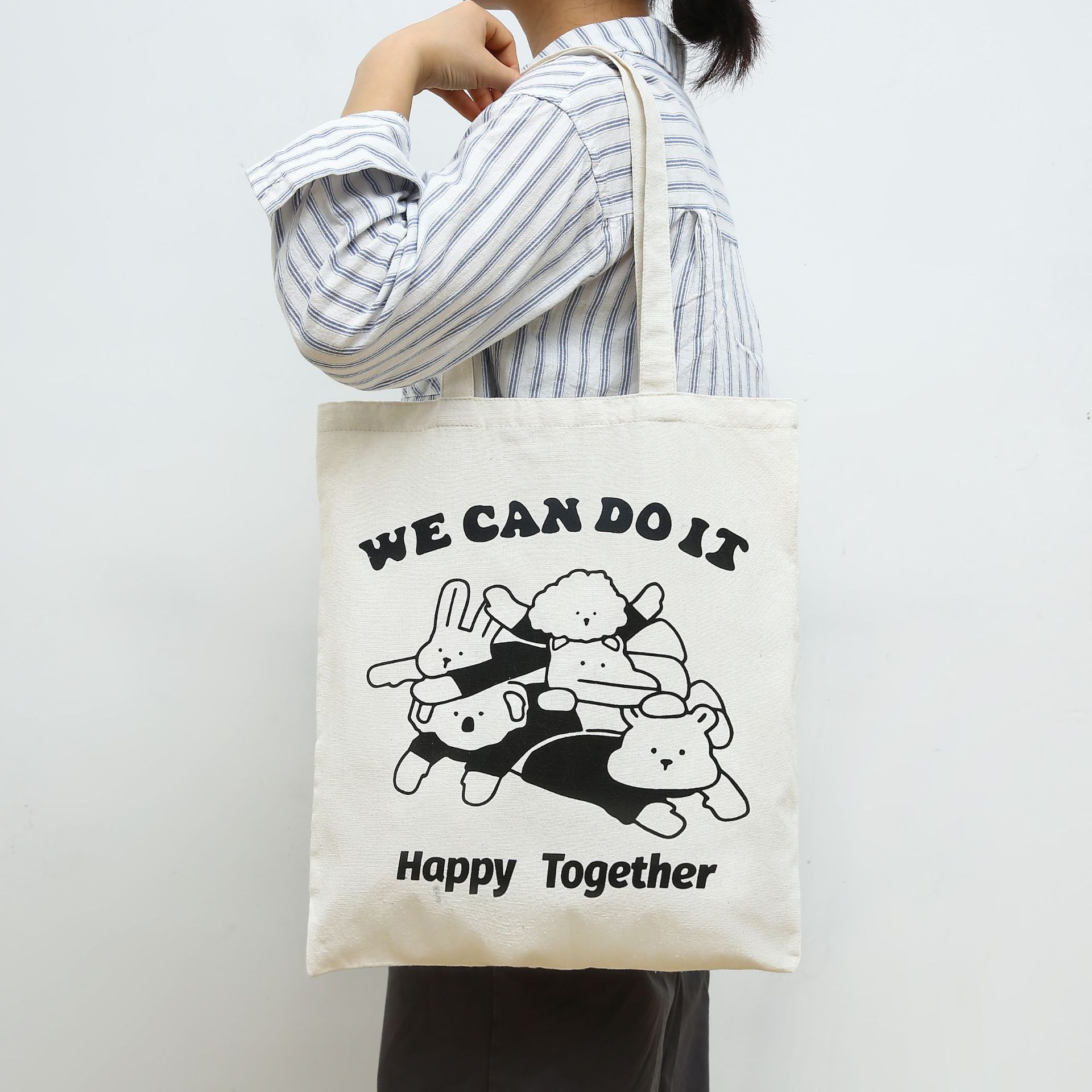 Tela de trigo de mijo bolso de lona de doble cara bolso de lona bolso de compras bolsa de almacenamiento bolsa de artículos diversos