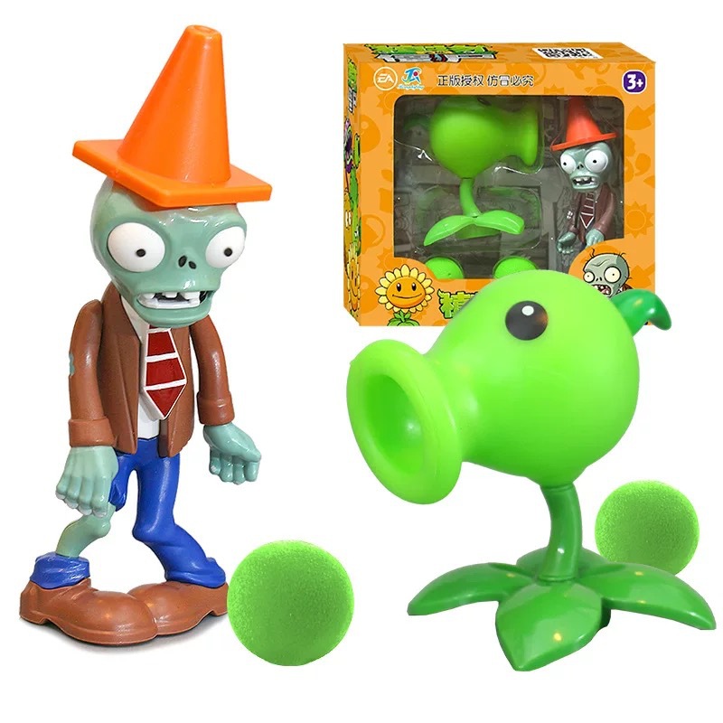 Juguetes de Plantas contra Zombis, juego completo de goma suave, lanzador de guisantes, juego para niños, regalo para niños, figuras