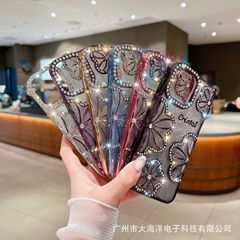 ダイヤモンド付きフラワーモバイルケース、花柄電気メッキグリッターシリーズ、Apple 16PROMAX対応、工場直販