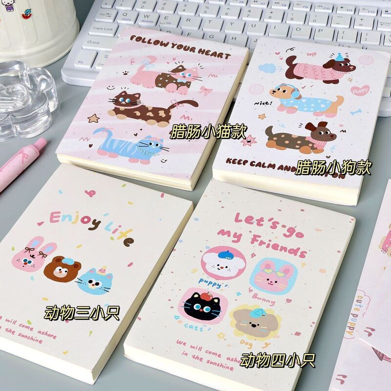 かわいい動物 A6 空白ノートブック ins 高価値厚みのあるガーリーハート学生 DIY フリップアップノートブック耐久性|undefined