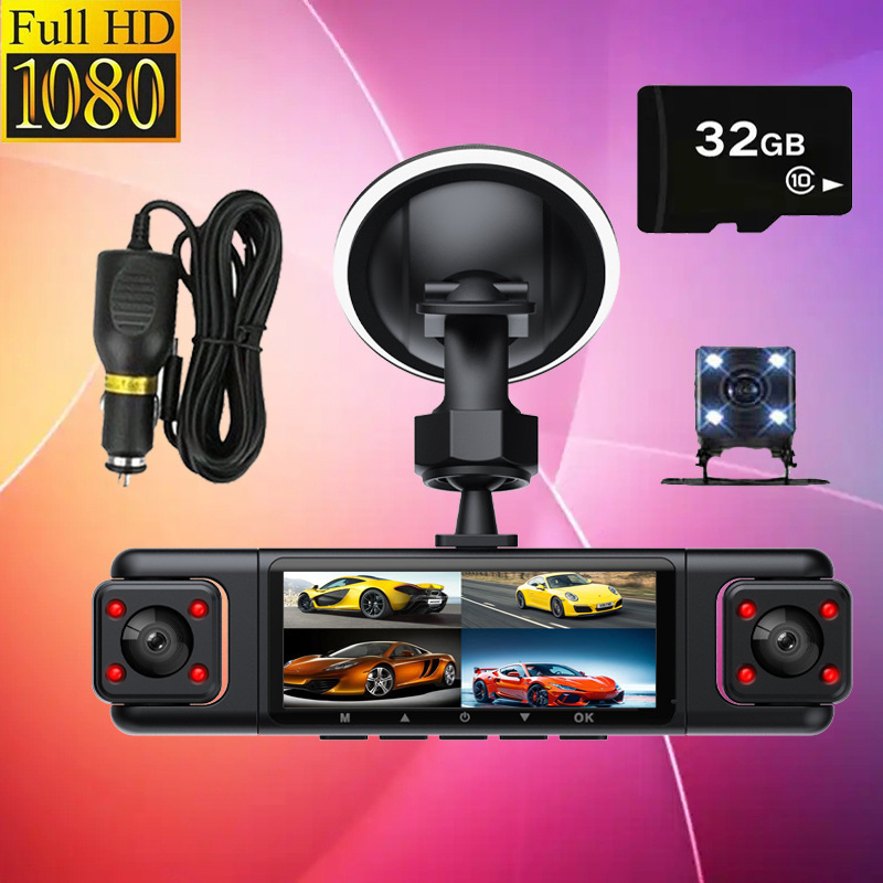 4镜头4录360度行车记录仪红外夜视补光高清1080P倒车影像汽车DVR|undefined