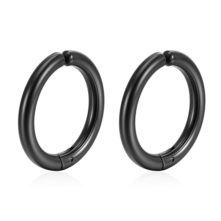 Amazon mismo estilo hip hop estilo de moda de alambre redondo de acero inoxidable clip de oreja sin oreja simple moda de acero de titanio hebilla del oído de los hombres