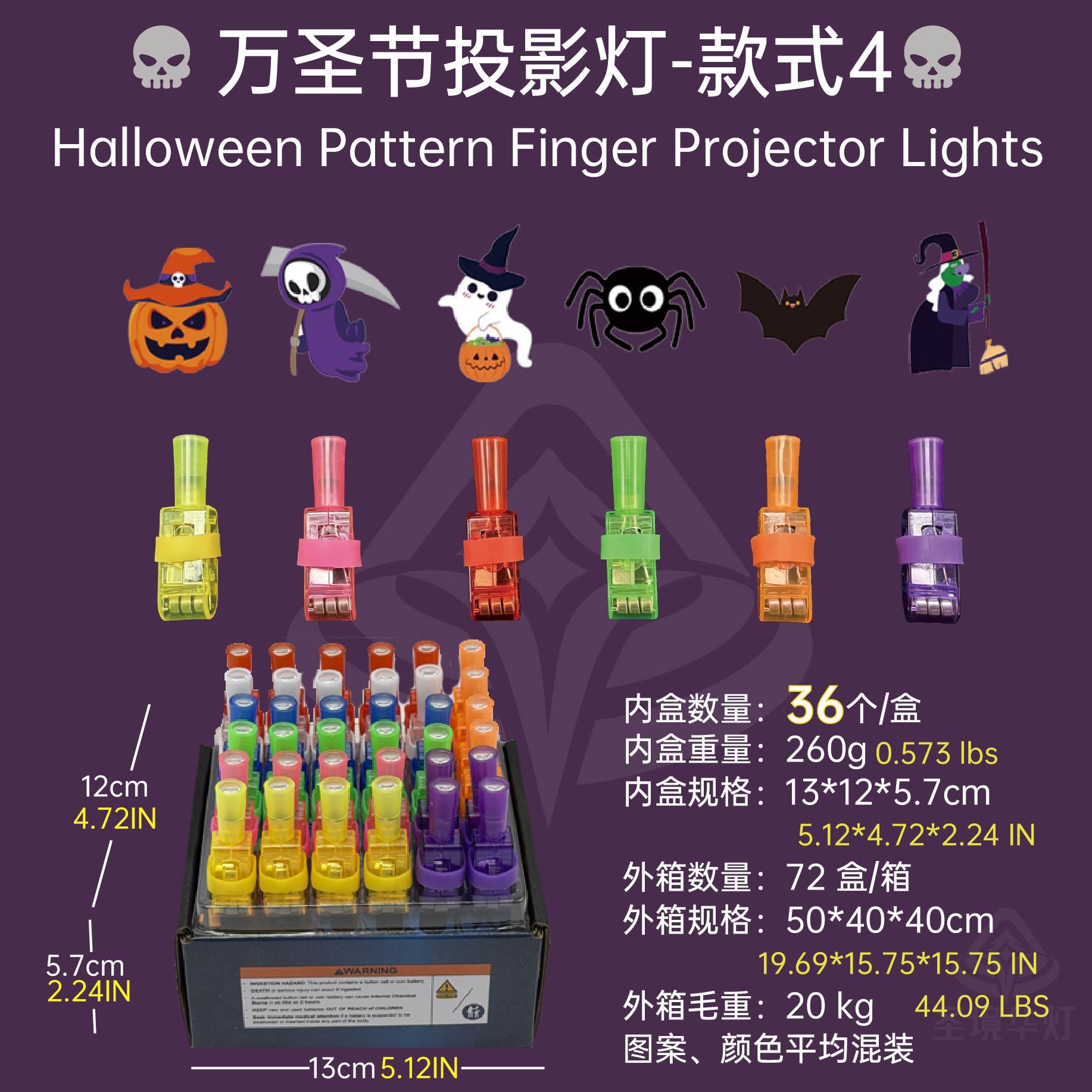 Fuente de suministro transfronteriza proyección de lámpara de dedo LED anillo luminoso de proyección de Halloween flash de Navidad Pascua