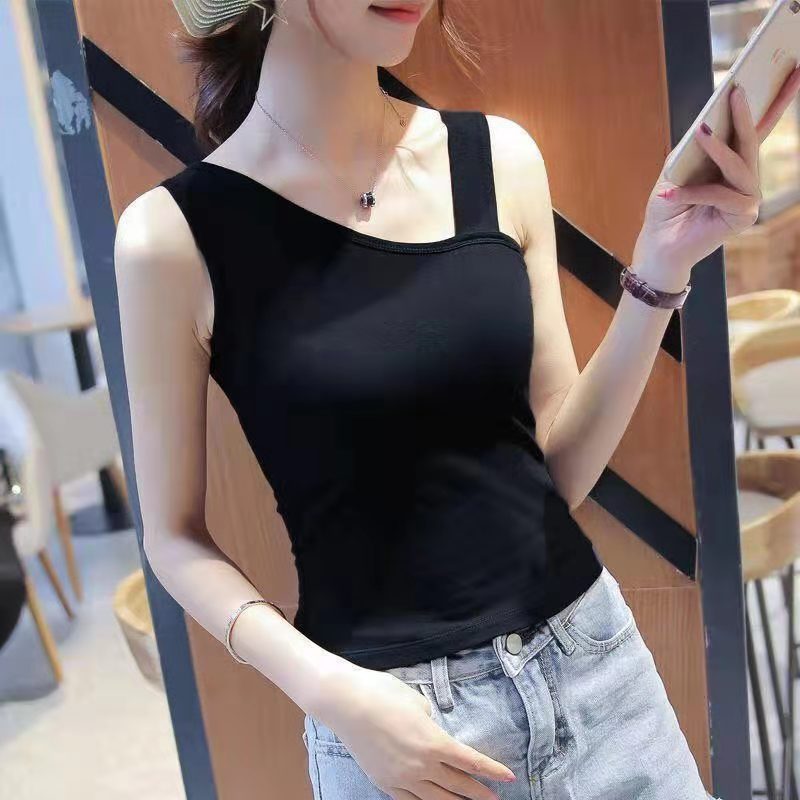 Black [Slanted Shoulder Vest 901]
