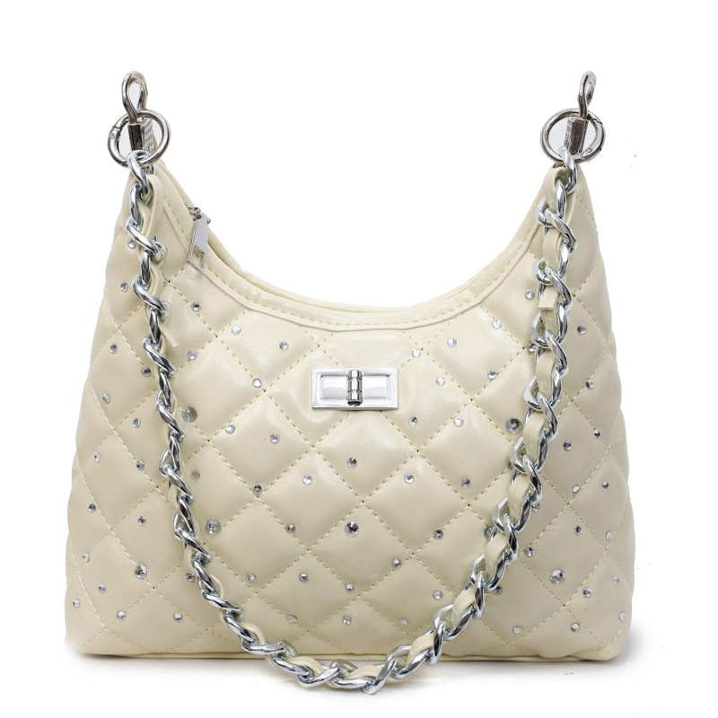 Versión coreana del pequeño bolso de cadena de viento fragante 2025 verano nuevo bolso femenino moda bolso de hombro con diamantes bolso bandolera bordado con diamantes