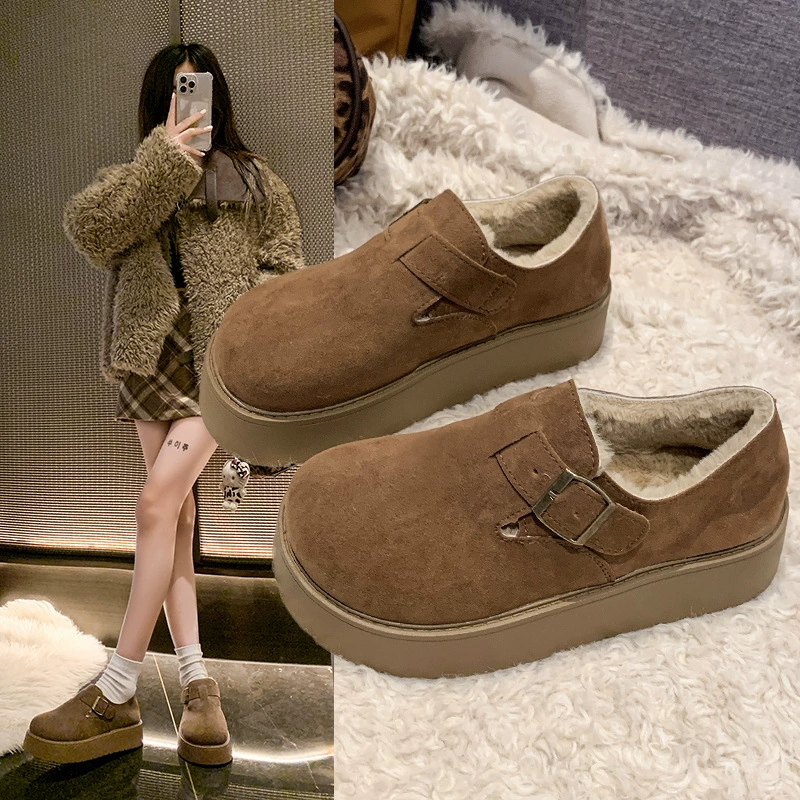 34-42 размера плюс размер женская обувь Birken обувь на толстой подошве плюс бархатная женская зимняя сумка меха Borgen обувь теплая хлопчатобумажная обувь