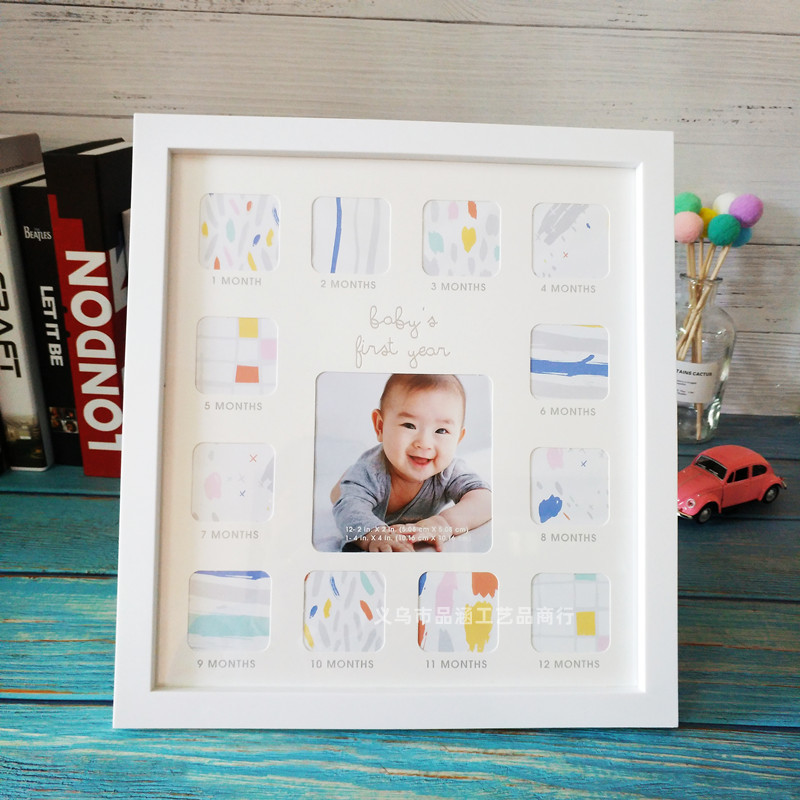 宝宝12个月周岁相框高档创意塑料摆台挂墙多功能组合相跨境亚马逊