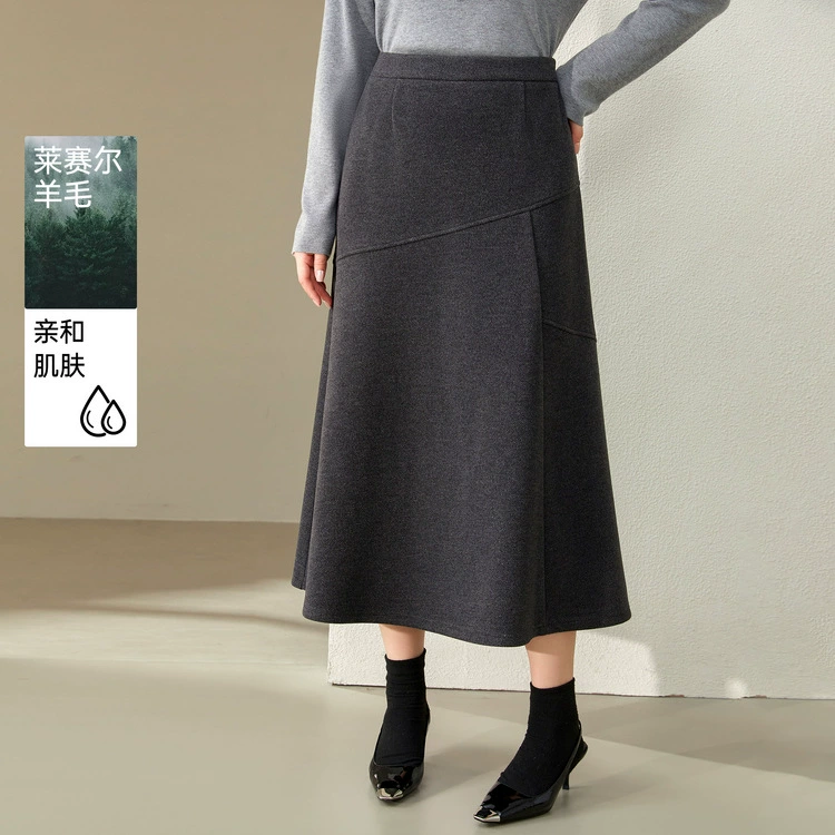 [Лезель двухсторонняя бархатная юбка с полными телами] Полосатый большой размер женская толстая mm2024 зимняя новая