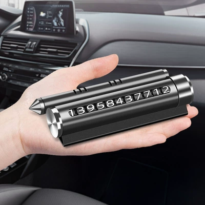Multi-functional Aromatherapy Temporary Parking Number Plate Mobile Phone Creative Four-in-One Mobile Phone Holder Car Safety Hammer