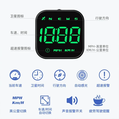 Smart Hud Head-Up Display Vehicle HUD - green-car-neutral-type-speed-display-when-drivingtime-display-when-parking