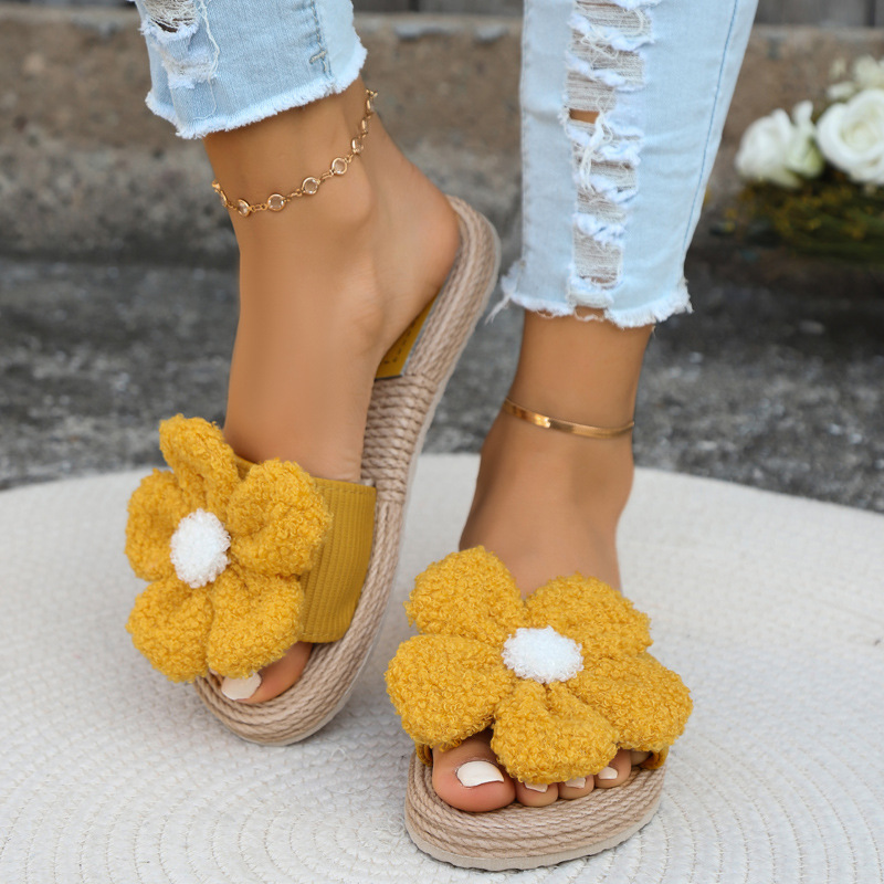 Women's Casual Vacation Floral Open Toe Slides Slippers display picture 3