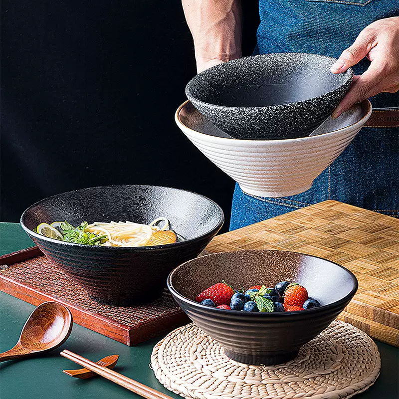 泡面碗定制陶瓷碗厚拉面碗碗碟碗瓷碗汤碗餐具套装米饭碗轻奢复古