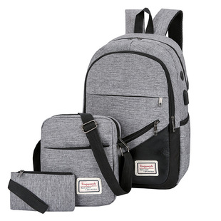 Factory Direct Sales Three-Piece Backpack Casual Business Computer Backpack Travel Bag Male and Female High School Student School Bag