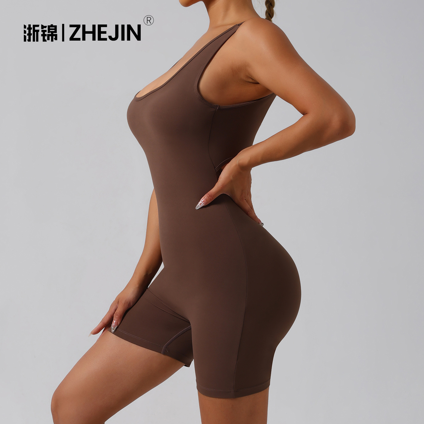 타이트 유럽과 미국 스타일 점프수트 원피스 피트니스 섹시 요가 점프수트 원피스 요가 수트 복숭아 엉덩이 반바지