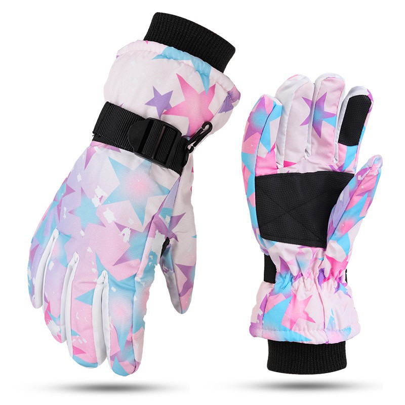 Hombres y mujeres a prueba de agua pantalla táctil esquí forrado de lana engrosada antideslizante ciclismo caliente a prueba de frío a prueba de viento de tres capas guantes de algodón acolchado de invierno