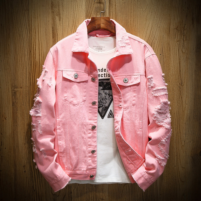 2024 Autumn New Men's Denim Jacket Casual Japanese Style Flat Lapel Hole Single Breasted Cardigan Couple Large Jacket 2024 Autumn New Men's Denim Jacket Casual Japanese Style Flat Lapel Hole Single Breasted Cardigan Couple Large Jacket