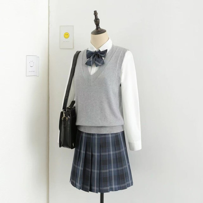 JK 制服セーターカーディガン卸売ベーシックジャケット女性の秋と冬のカレッジスタイルニットセータージャケット V ネック|undefined