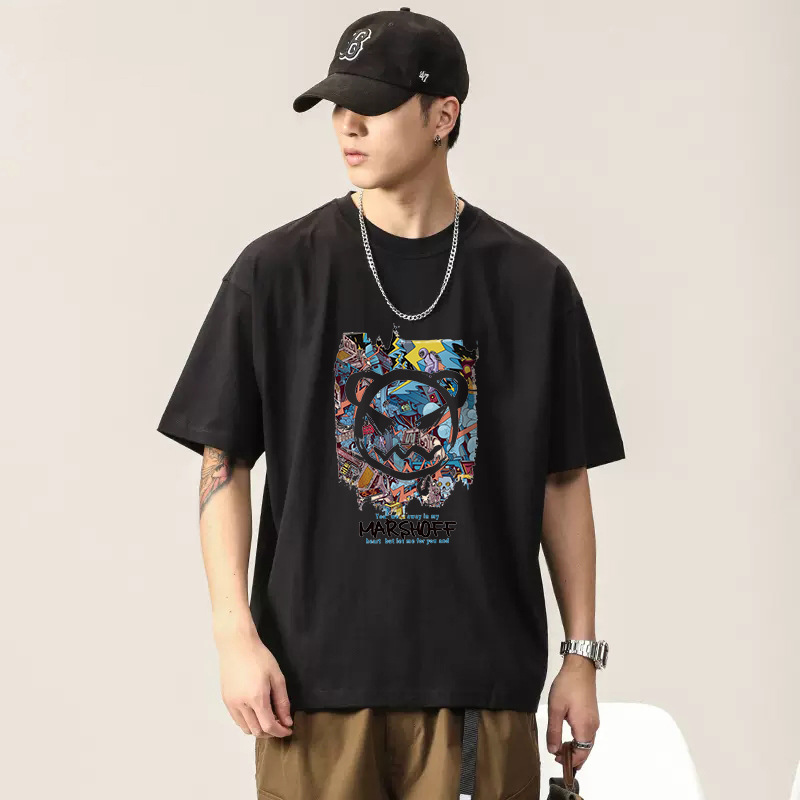 Short-sleeved T-shirt sports casual fashion brand English printed men's and women's summer new cotton ins loose all-match top wholesale