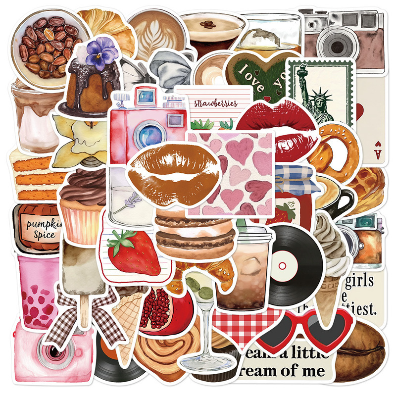 50Pcs Retro Aesthetic Stickers Diary Computer Hand Account Phone Case Journal Skateboard Guitar Scrapbooking Diary Decoration