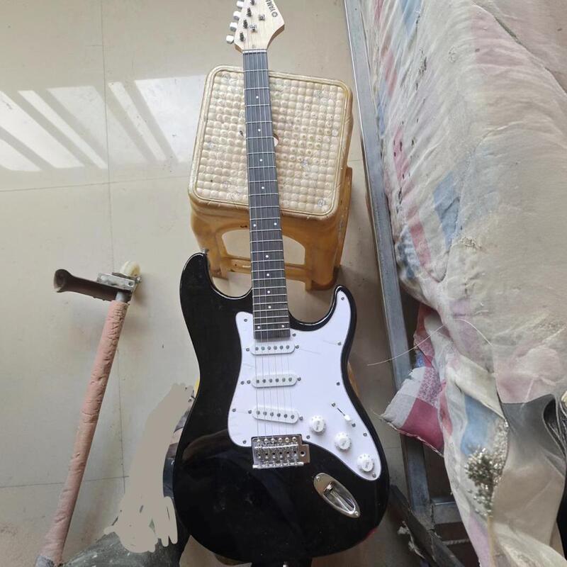 Manufacturer Wholesale St Electric Guitar for Beginners Black and White Universal Rock Electric Music Performance Guitar Trend for Boys and Girls