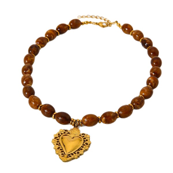 retro acrylic brown beaded bracelet