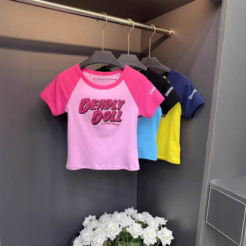 25早春新款ch美少女系列印花logo撞色设计甜酷时尚短款多色小t恤|undefined