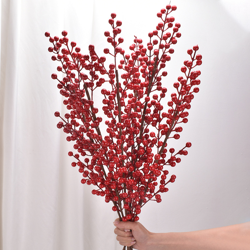 仿真單支冬青果紅色發財果子泡沫漿富貴果家居酒店春節裝飾相思豆