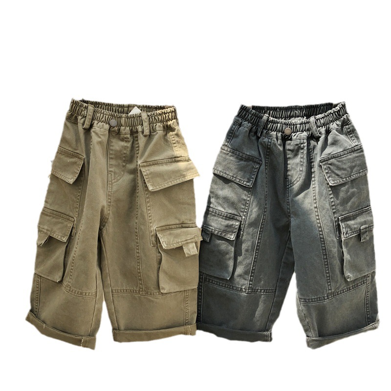 2024 Efterårs børnebukser med flere lommer til drenge og piger i amerikansk højdensitets twill til udendørs brug_voghion.com