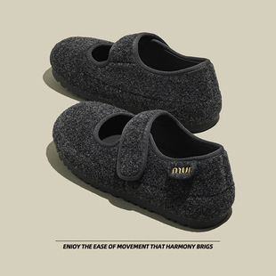 Velcro Birkenstock Shoes for Women, Round Toe, Soft Sole, Fashionable and Versatile Mary Jane Shoes, Shallow Mouth, Flats, Comfortable Loafers