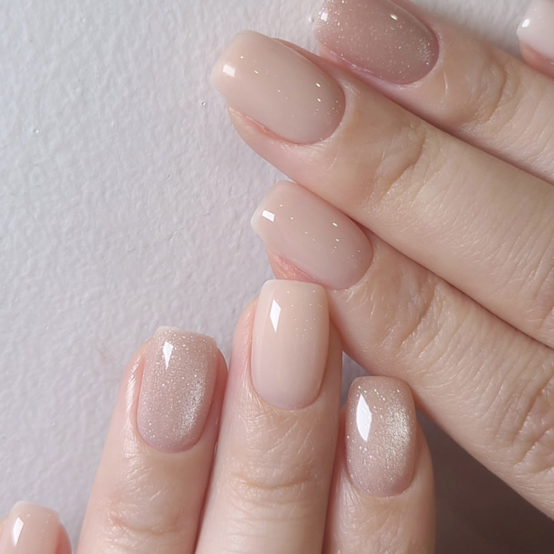 Simple Nude Cat Eye Wearable Nails Autumn and Winter Short Square Manicure Wearable Fake Nails Wholesale Simple Nude Cat Eye Wearable Nails Autumn and Winter Short Square Manicure Wearable Fake Nails Wholesale