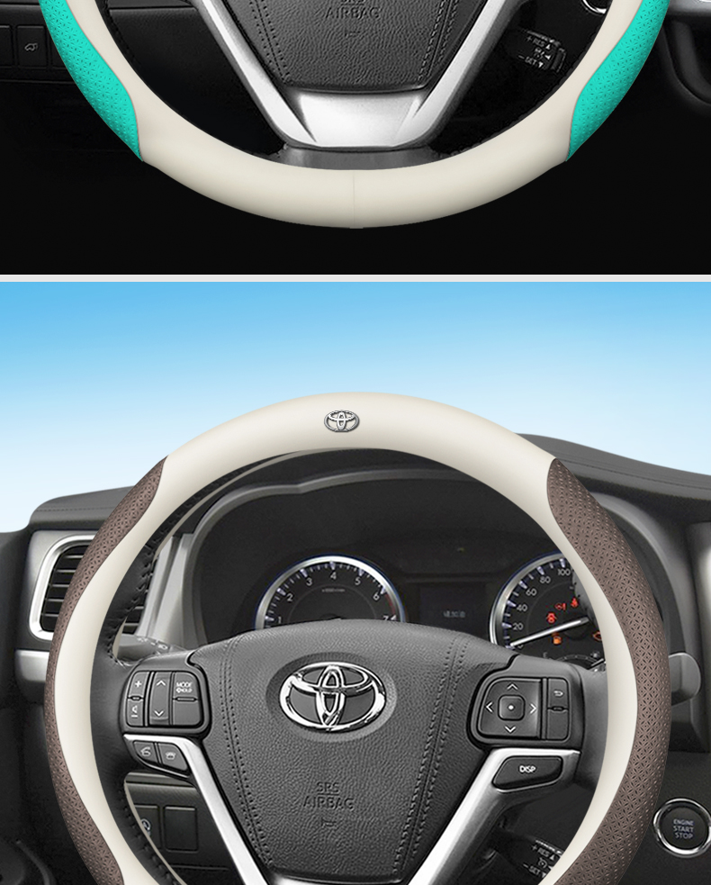 Suitable for 2021-23 Toyota Sienna Steering Wheel Cover, Car Handlebar Cover, Hand-Sewn Sienna Four-Season Universal Handlebar Cover