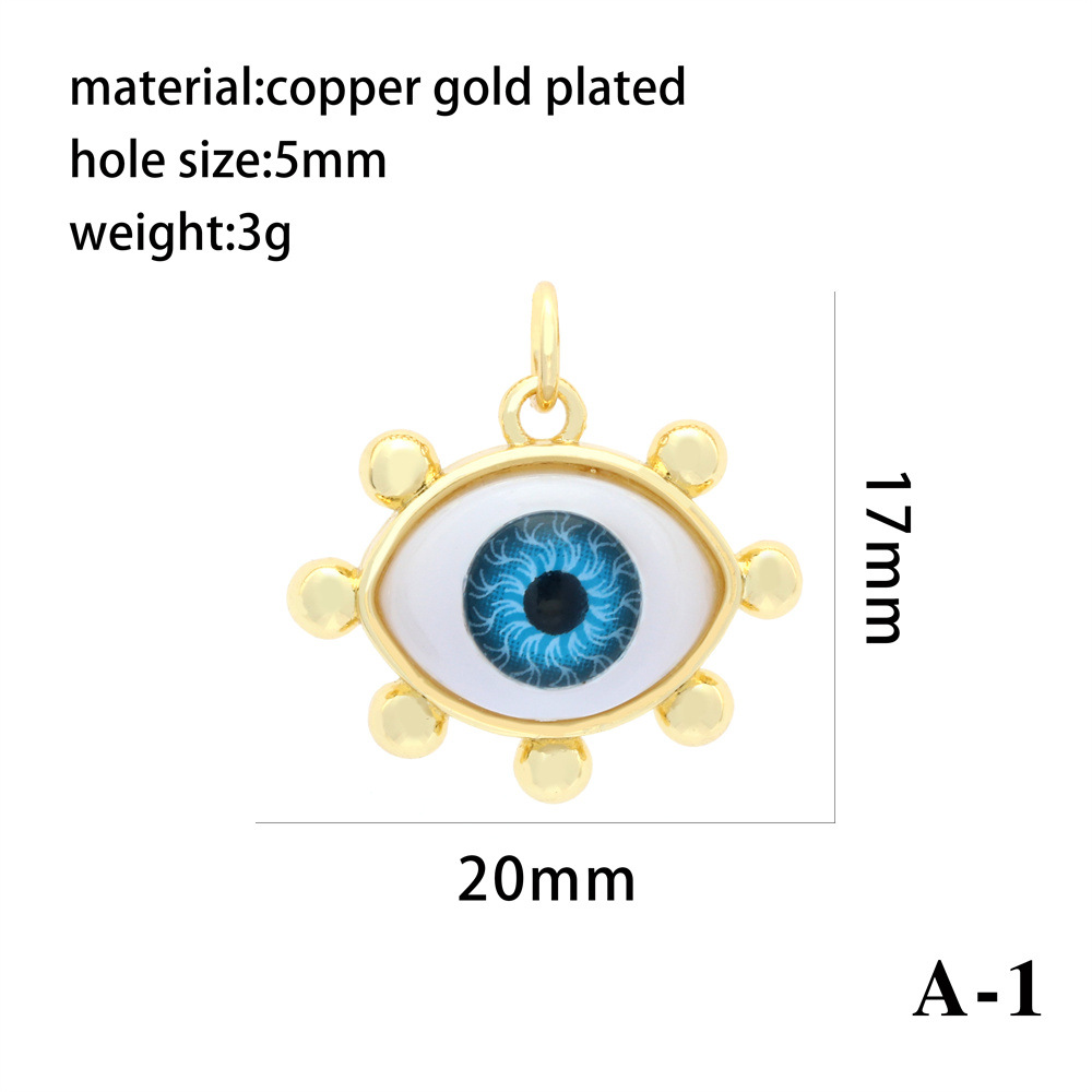 7g Weight Resin Inlay Material Charms, Jewelry Accessories Classification 1 Piece Quantity Copper Material Eye Pattern Plating, Inlay Design Streetwear Style 1 Piece Copper Resin Eye 2