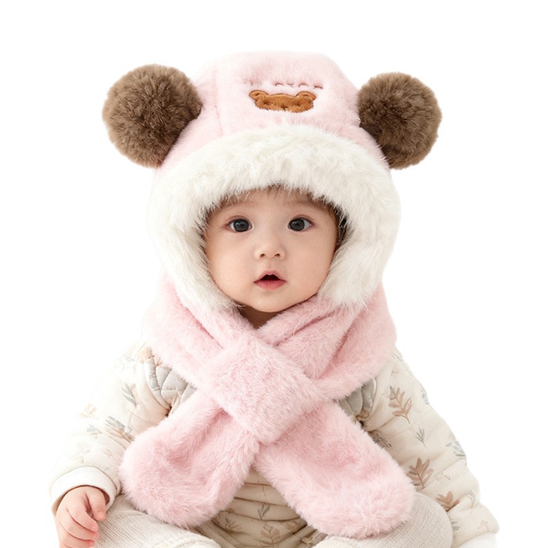 Sombreros para niños bufandas de invierno para niños gorras de peluche para bebés gorras de oído a prueba de viento 5 nuevos image 6