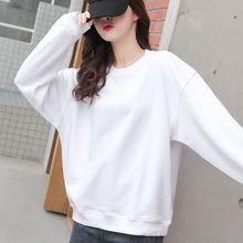 薄款春秋季男女生中性纯色圆领套头简约宽松长袖卫衣百搭学院潮流